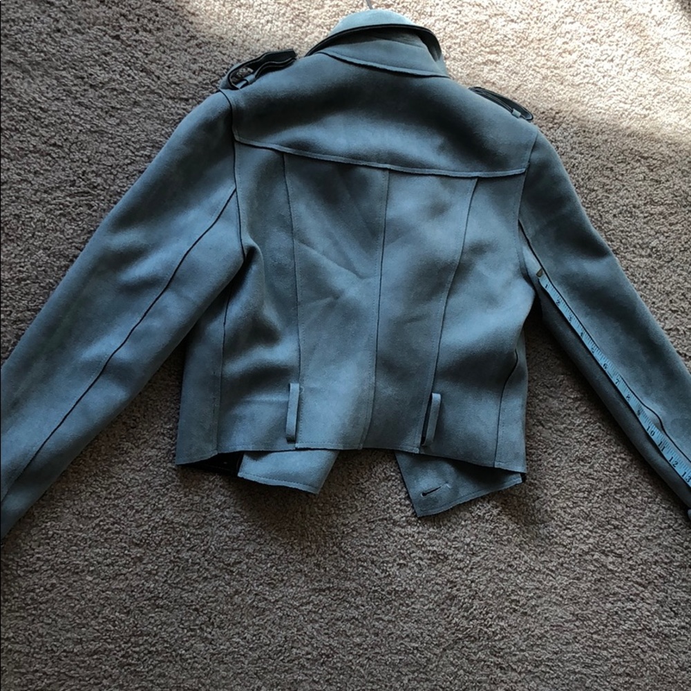Like new slate suede moto trench coat / jacket - Picture 7 of 8